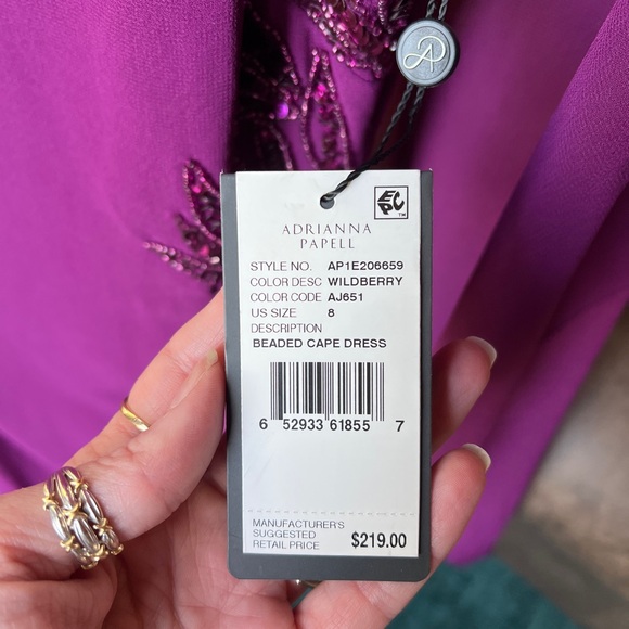 Adrianna Papell Purple Cape Dress NWT - Picture 9 of 11